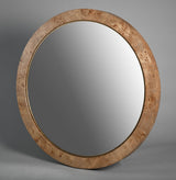 ROUND MIRROR - BURL WALNUT VENEER/MDF (1.12m x 1.125m x 8cm)