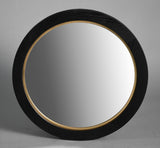 ROUND MIRROR - VENEER/MDF BLACK OAK & GOLD (65 x 65 x 4cm)