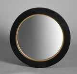 BLACK OAK & GOLD ROUND MIRROR - VENEER/MDF (50 x 50 x 4cm)