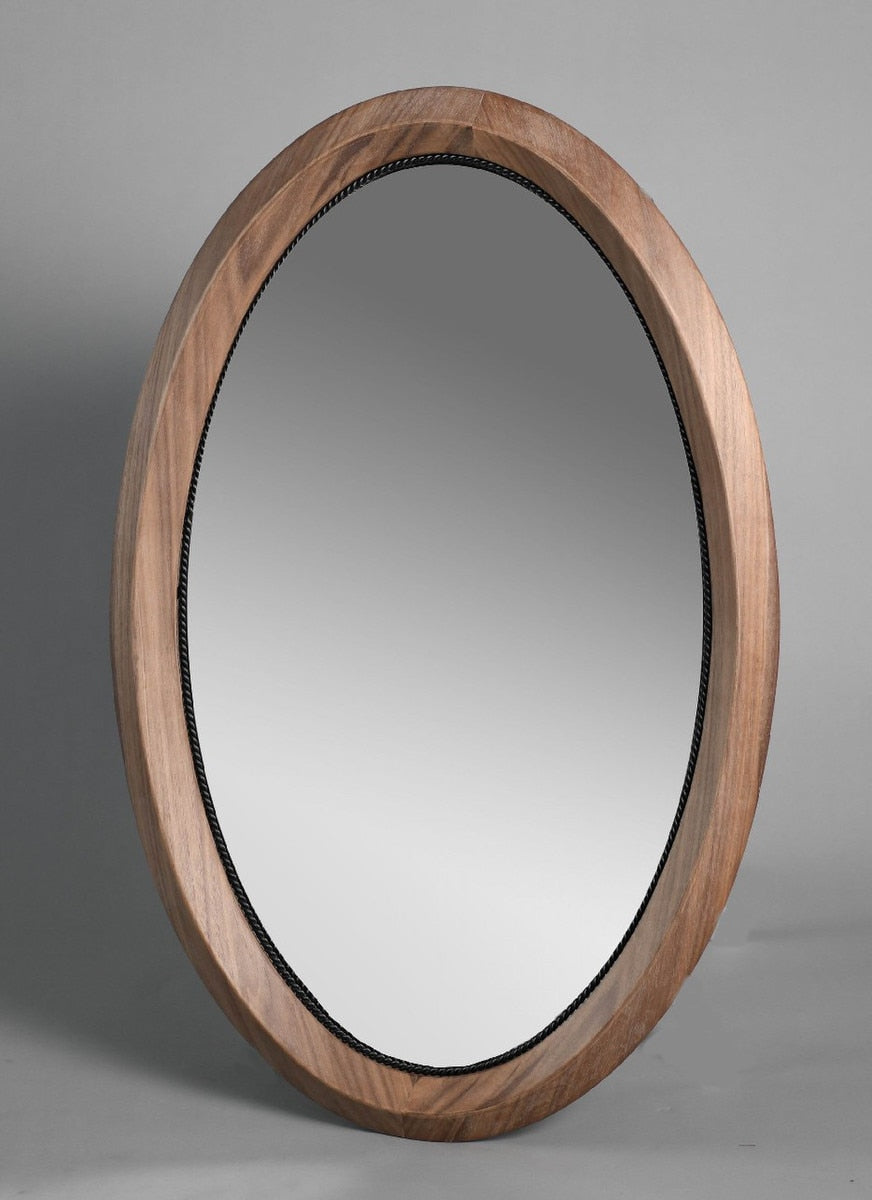 OAK OVAL MIRROR - VENEER/MDF (55 x 85 x 5cm)