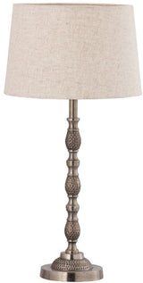 Table Lamp & Shade - Silver Antique / Natural Linen Type 1