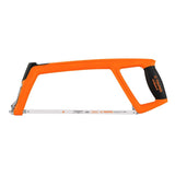 Ergonomic Truper extra heavy-duty hacksaw frame with secondary handle, 300mm, for precise cuts and minimal fatigue.