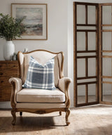 CUSHION COVER - SNUGG & CO BROOKS CHECK BLUE CHEQUERED (55 x 55cm)