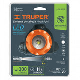 Truper LED Rechargeable USB Headlight with 300 Lumens, adjustable beam, and long-lasting battery for outdoor adventures.