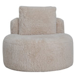 ROUND ACCENT CHAIR - SOPHIE SAND FAUX SHEEPSKIN (87 x 87 x 75cm)