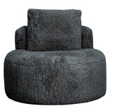 ROUND ACCENT CHAIR - SOPHIE GRAPHITE FAUX SHEEPSKIN (87 x 87 x 75cm)