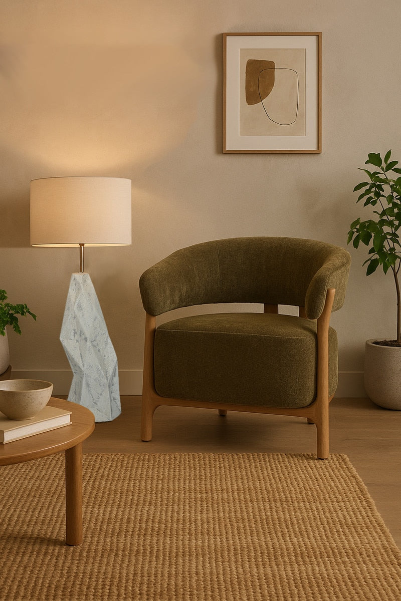 OCCASSIONAL CHAIR - LUNA OLIVE W/ ASH ACCENT LEGS (73 x 69 x 67.5cm)