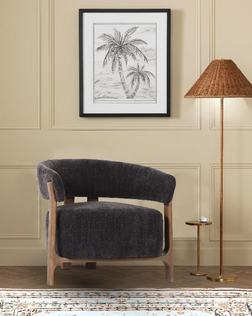 OCCASSIONAL CHAIR - LUNA STEEL W/ ASH ACCENT LEGS (73 x 69 x 67.5cm)