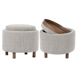 OTTOMAN - LUNA TAUPE W/ REVERSIBLE ASH WOODEN TRAY (49 x 49 x 41cm)