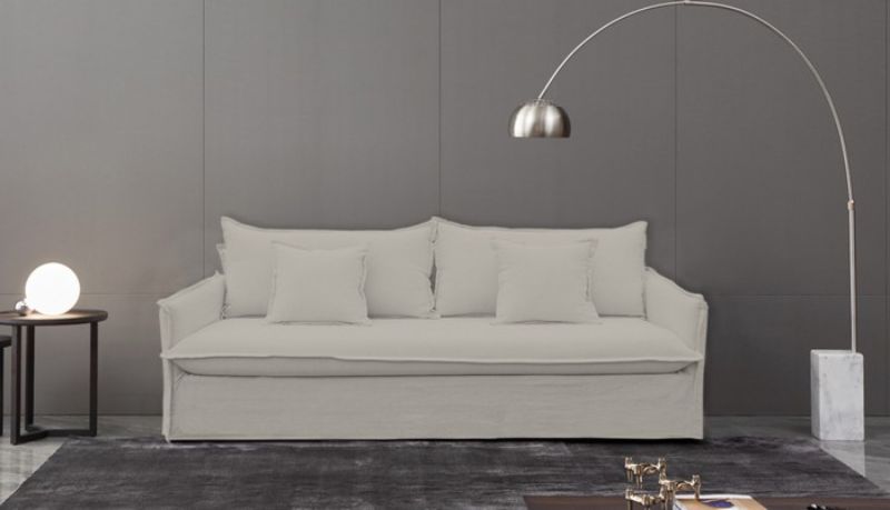 Sofa - Chantilly Slip Cover 3 Seat Salt & Pepper (201cm)