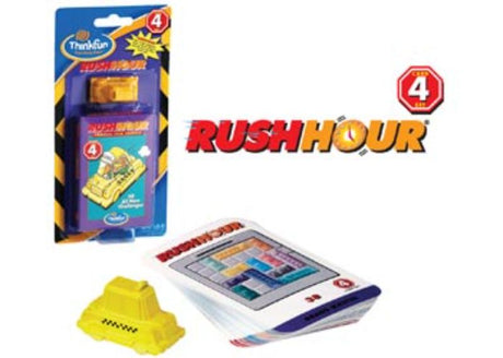 ThinkFun Rush Hour 4 logic game expansion featuring 40 challenges and a Yellow Taxi Cab for enhanced problem-solving fun.