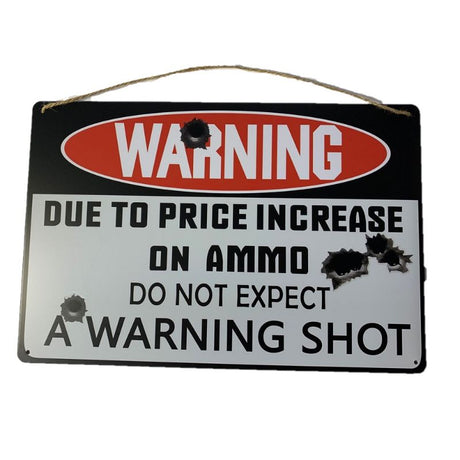 Metal wall art "No Warning Shot" features bold design in 30x20 cm, perfect for modern home decor and conversation starters.