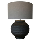 Lamp - Black Terracotta W/ Grey Linen Shade