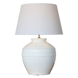 Lamp - White Terracotta W/ White Linen Shade