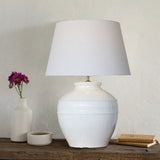 Lamp - White Terracotta W/ White Linen Shade