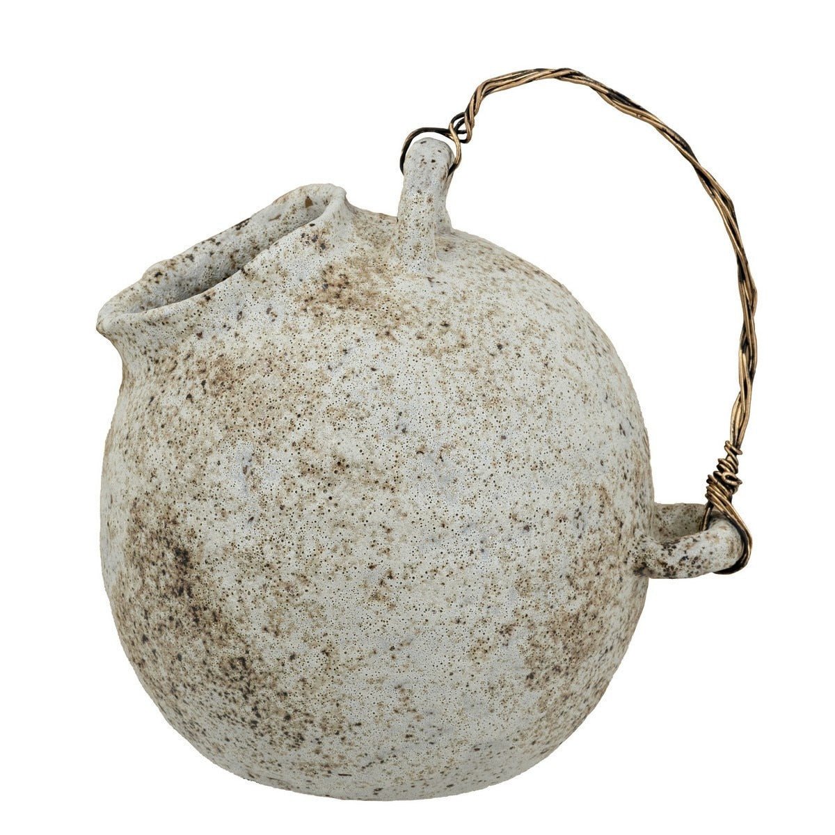 HAND PULLED DECORATIVE JUG WITH WIRE HANDLE (24.2 x 24.2 x 26cm)