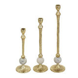 TAPER HOLDERS - GOLD/MARBLE (SET of 3)