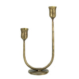 GOLD CANDLE HOLDER - Iron (16 x 9 x 29cm)