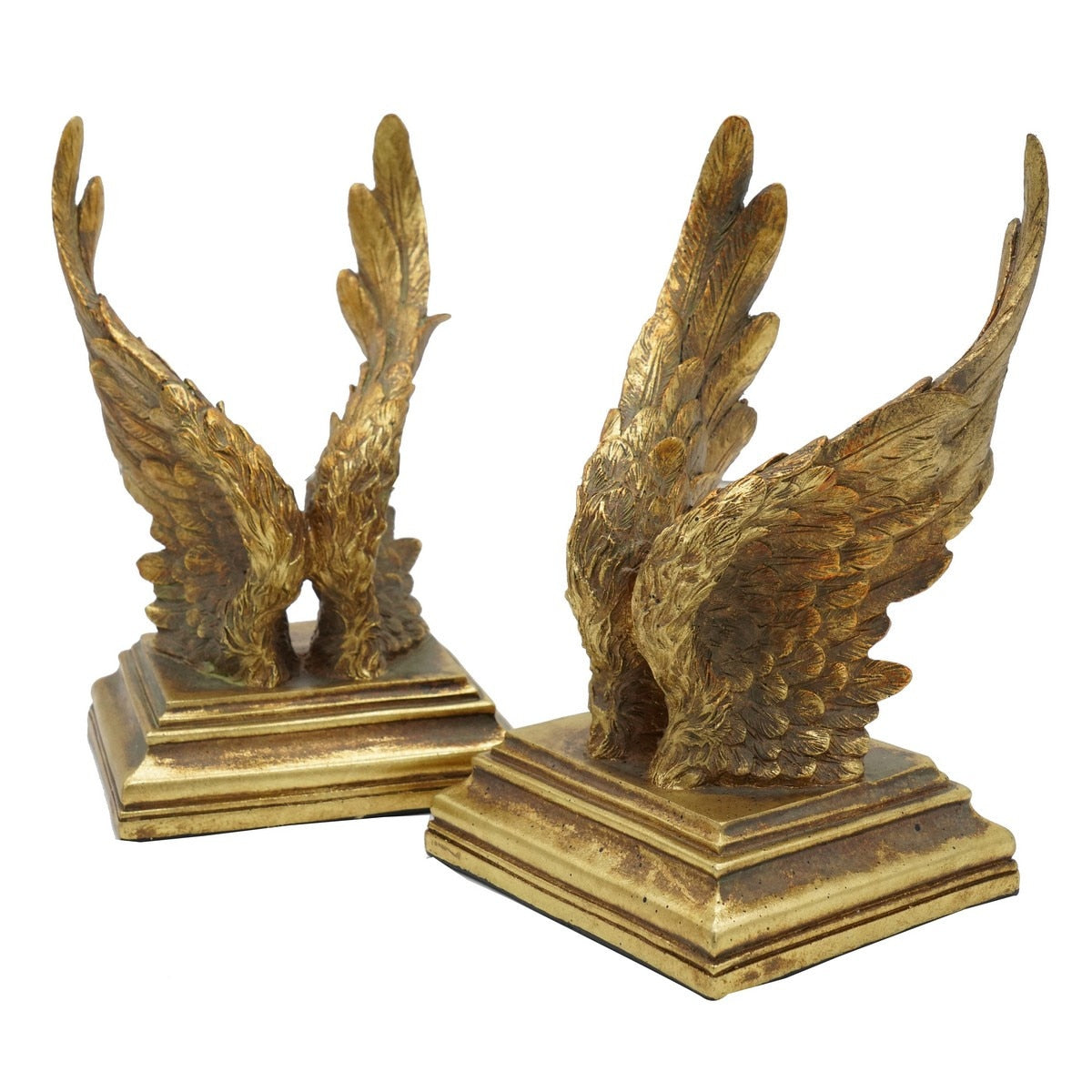 BOOK ENDS - GOLD ANGEL WINGS 11 x 13 x 21cm (SET of 2)