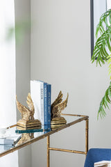 BOOK ENDS - GOLD ANGEL WINGS 11 x 13 x 21cm (SET of 2)