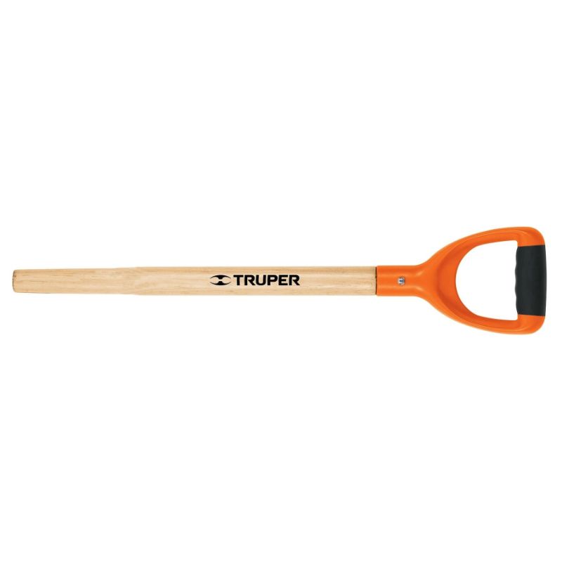 Ergonomic D spade handle with tapered design and offset grip for precision digging and reduced hand fatigue.