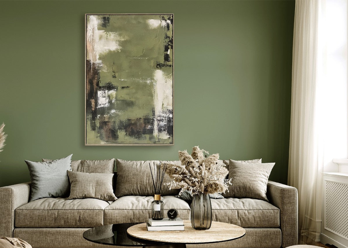 FRAMED CANVAS  - Green 80% HANDPAINTING (80 x 1.2m)
