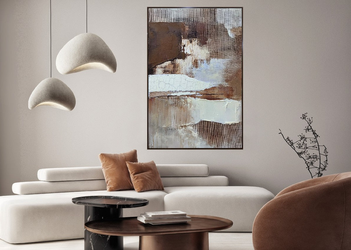 FRAMED CANVAS  - Brown 80% HANDPAINTING (80 x 1.2m)