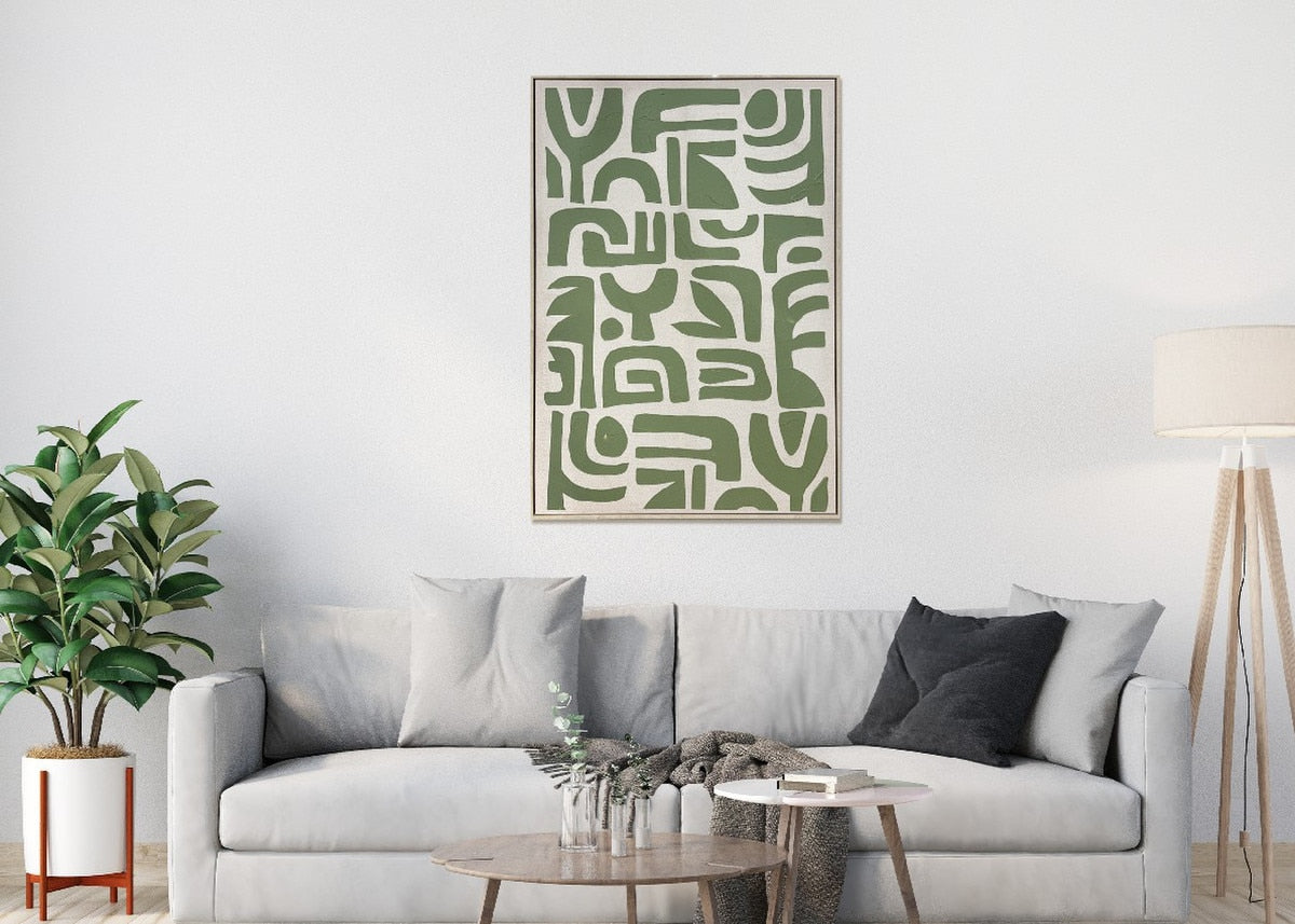 FRAMED CANVAS - Green Pattern 80% HANDPAINTING (80 x 1.2m)