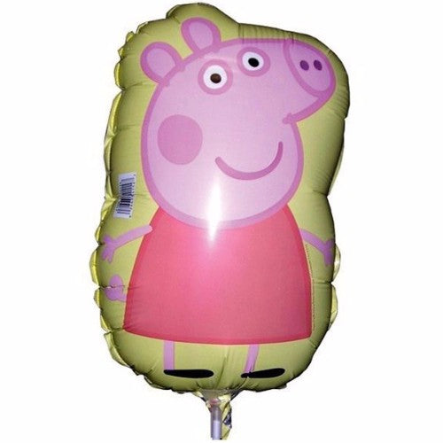 Vibrant 22cm Peppa Pig foil balloon, perfect for themed parties; designed for air inflation and heat sealing.