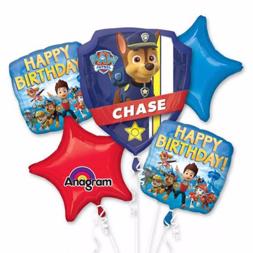 Paw Patrol Bouquet Happy Birthday - 1 x Shape & 4 x 45cm - Pack of 5