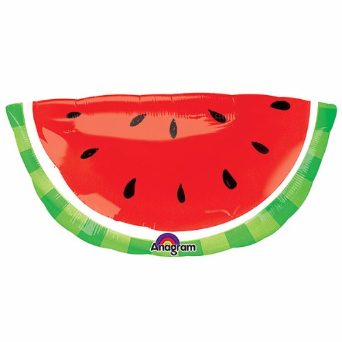 Vibrant watermelon-shaped foil balloon, 81cm x 40cm, perfect for summer parties and festive celebrations.