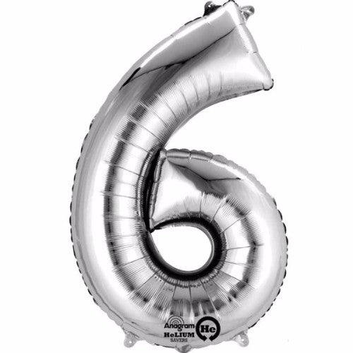 Number Six Silver Megaloon 40cm Foil Balloon