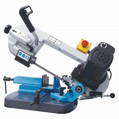 Portable ITM Bandsaw with variable speed, swivel head for angled cuts, and lightweight design for easy transport.