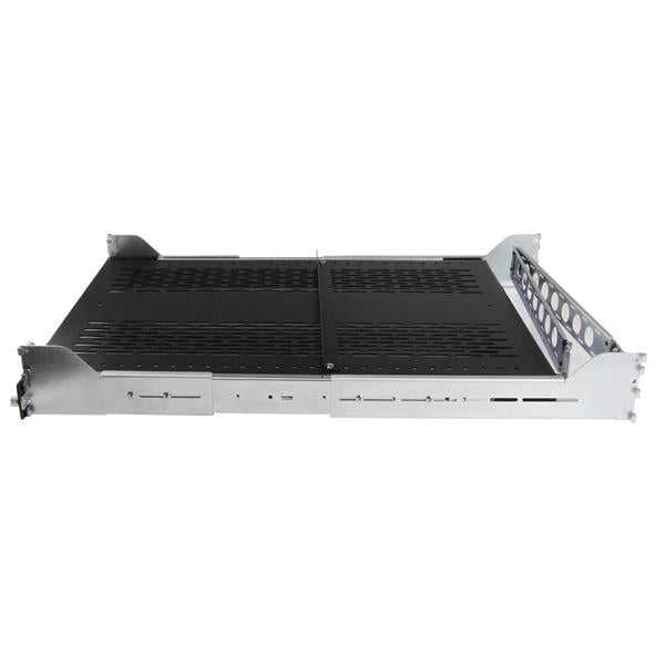 2U Adjustable Mount Depth Vented Sliding Rack Shelf w/ Cable Mgmt - 50lbs/22.7kg