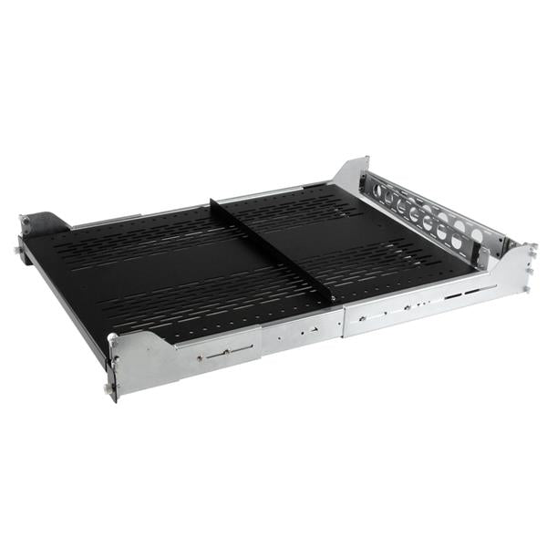 2U Adjustable Mount Depth Vented Sliding Rack Shelf w/ Cable Mgmt - 50lbs/22.7kg