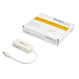 USB 3.1 USB-C Ethernet Adapter with Extra USB Port - White