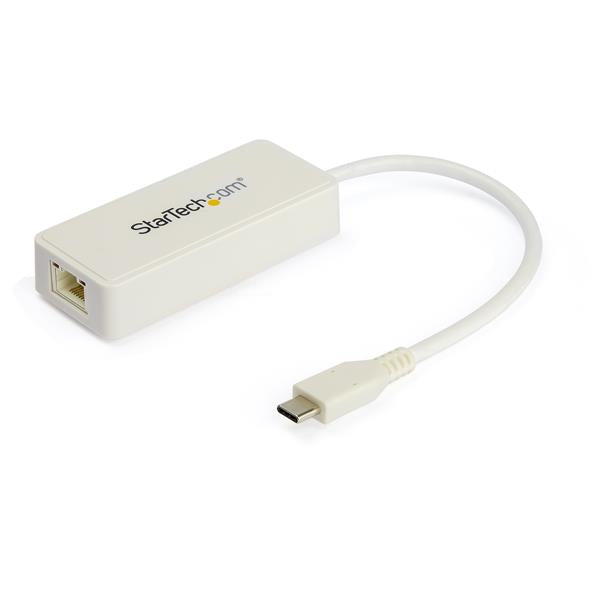 USB 3.1 USB-C Ethernet Adapter with Extra USB Port - White
