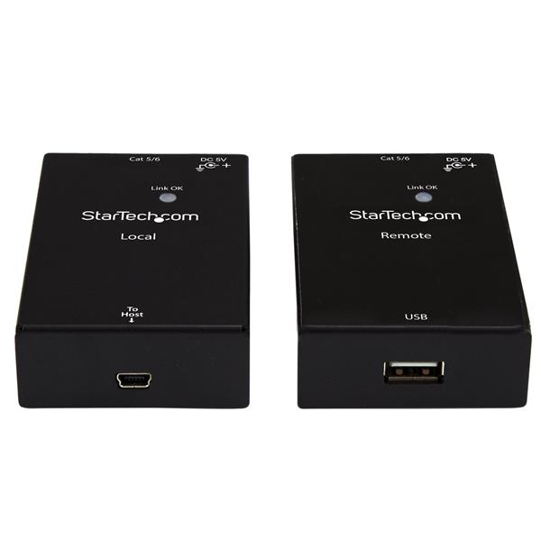 1 Port USB 2.0 Over Cat5 or Cat6 Extender Kit - 165ft (50m) - USB Extender