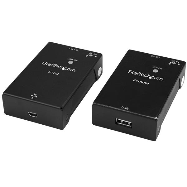 1 Port USB 2.0 Over Cat5 or Cat6 Extender Kit - 165ft (50m) - USB Extender