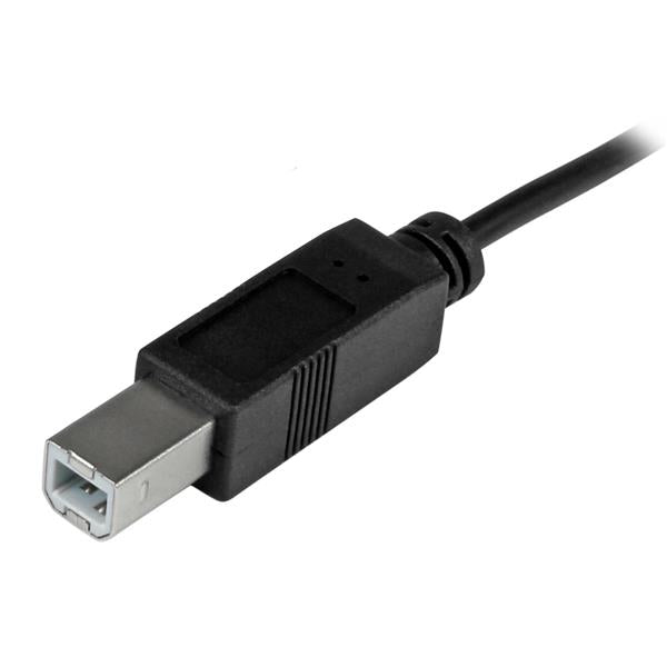 1m USB-C to USB-B cable for connecting older devices to modern USB-C ports, supports data transfer up to 480 Mbps.