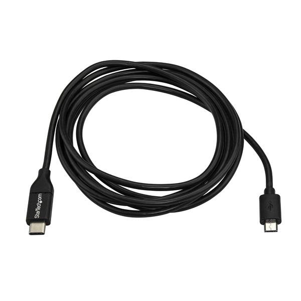 USB-C to Micro-B cable, 1.8m length for charging and data transfer between USB-C laptops and Micro-USB devices.