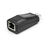 USB 3.0 to Gigabit Ethernet adapter with RJ45 port for high-speed internet access, compatible with Windows and Mac systems.