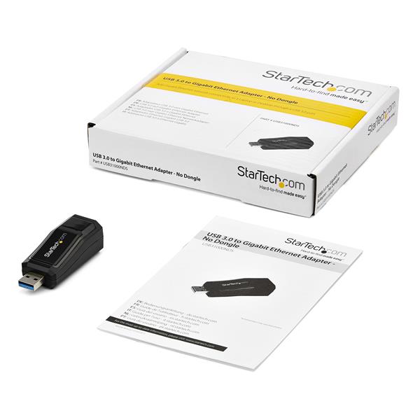 USB 3.0 to Gigabit Ethernet adapter with RJ45 port, supports 10/100/1000 Mbps for fast, reliable internet connectivity.