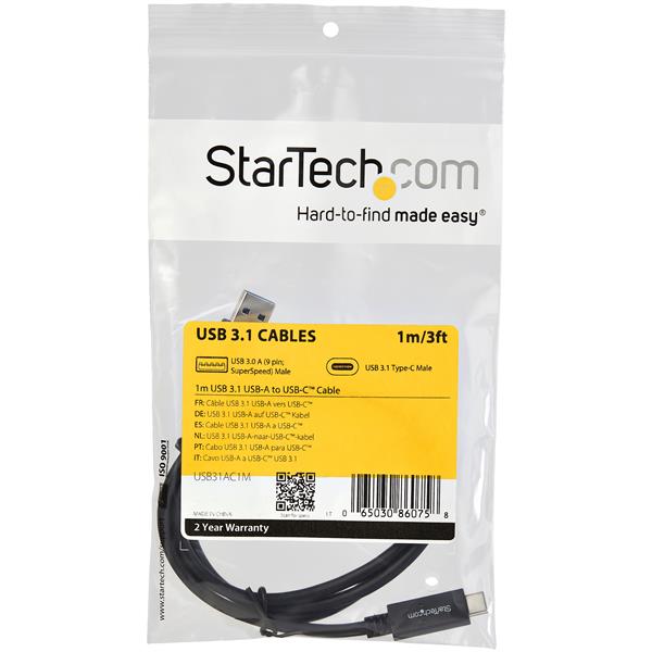 USB-C to USB-A Cable - M/M - 91cm (3ft) - USB 3.1 (10Gbps) - USB-IF Certified