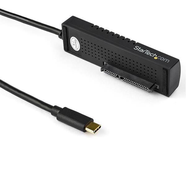 USB-C to SATA adapter cable for 2.5"/3.5" drives, enabling fast 10Gbps data transfer and easy connectivity.