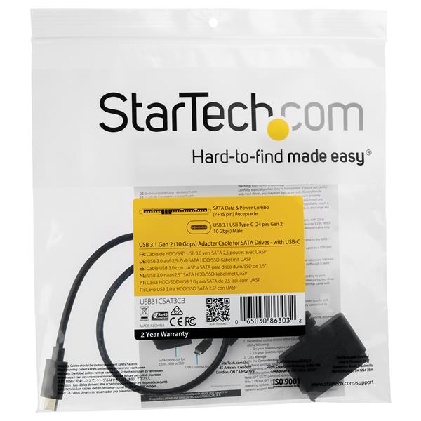 USB 3.1 (10Gbps) Adapter Cable for 2.5 SATA Drives - USB-C
