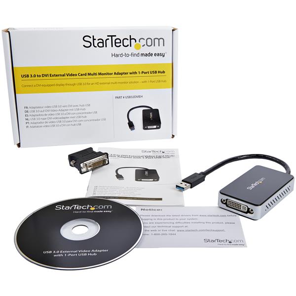USB 3 to DVI External Graphics Adapter with 1-Port USB Hub