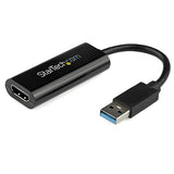 Slim USB 3.0 to HDMI external video card with integrated cable; supports 1920x1200/1080p for multi-monitor setups.