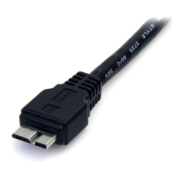 0.5m black USB 3.0 cable A to Micro B for high-speed data transfer up to 5 Gbps, ideal for connecting devices like smartphones.