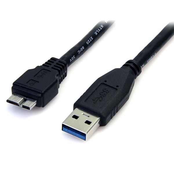 0.5m Black SuperSpeed USB 3.0 Cable A to Micro B for high-speed data transfer, perfect for compact device connections.